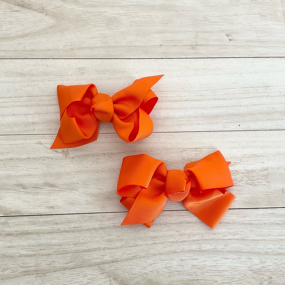 Girls Hair Bow Set - Orange